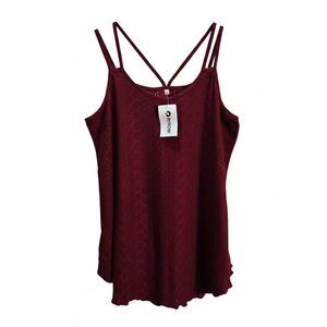 NWT | RIROW Burgundy Eyelet Lace Tank Top | Spaghetti Straps | Size Large